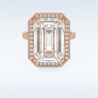 Elegant 10.8 CT Halo & Pave Engagement Ring Featuring Emerald Moissanite