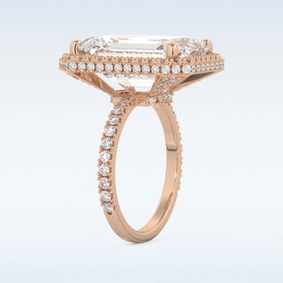 Elegant 10.8 CT Halo & Pave Engagement Ring Featuring Emerald Moissanite