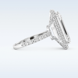 Elegant 10.8 CT Halo & Pave Engagement Ring Featuring Emerald Moissanite