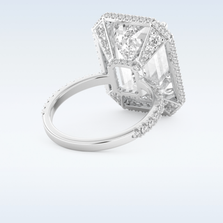 Elegant 10.8 CT Halo & Pave Engagement Ring Featuring Emerald Moissanite