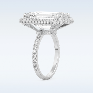 Elegant 10.8 CT Halo & Pave Engagement Ring Featuring Emerald Moissanite