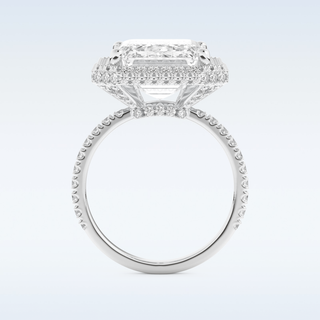 Elegant 10.8 CT Halo & Pave Engagement Ring Featuring Emerald Moissanite