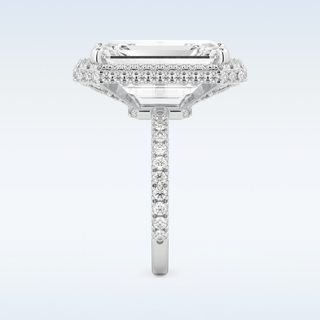 Elegant 10.8 CT Halo & Pave Engagement Ring Featuring Emerald Moissanite
