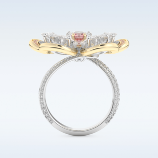 Beautiful Floral Motif Wedding Band with 7.1 CT Round & Pear Cut Moissanite