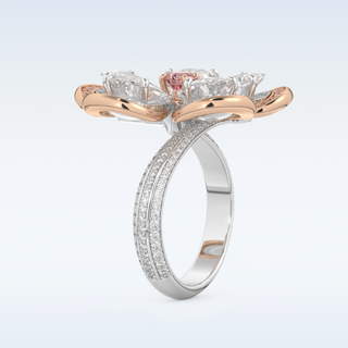 Beautiful Floral Motif Wedding Band with 7.1 CT Round & Pear Cut Moissanite