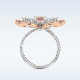 Beautiful Floral Motif Wedding Band with 7.1 CT Round & Pear Cut Moissanite