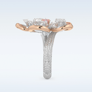 Beautiful Floral Motif Wedding Band with 7.1 CT Round & Pear Cut Moissanite
