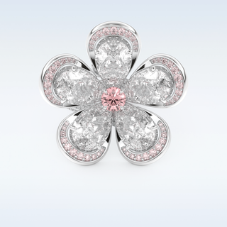 Beautiful Floral Motif Wedding Band with 7.1 CT Round & Pear Cut Moissanite