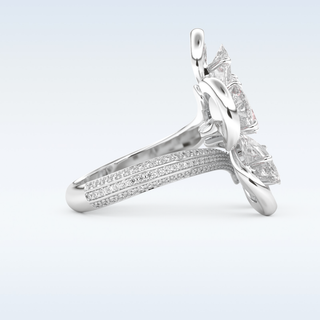 Beautiful Floral Motif Wedding Band with 7.1 CT Round & Pear Cut Moissanite