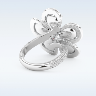 Beautiful Floral Motif Wedding Band with 7.1 CT Round & Pear Cut Moissanite