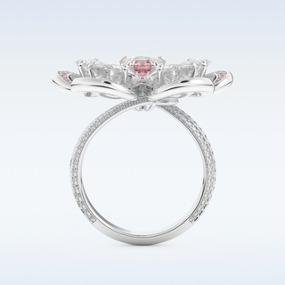 Beautiful Floral Motif Wedding Band with 7.1 CT Round & Pear Cut Moissanite