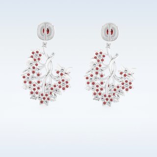 Moissanite Floral Motif Style Drop Earrings– 0.96 TCW Round & Cushion Cut Stones