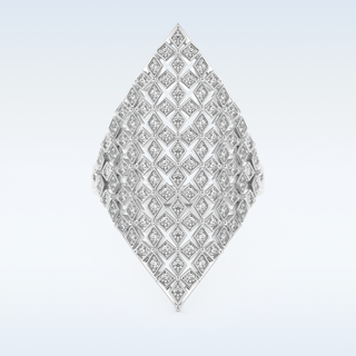 Beautiful Honey Comb Style Wedding Band with 0.37 CT Round Cut Moissanite