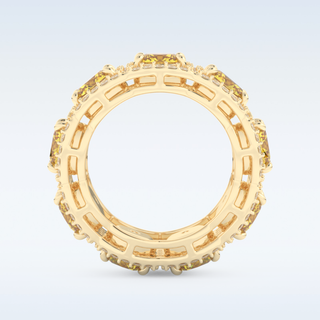 Beautiful Yellow & White Halo Style Wedding Band with 2.66 CT Round Cut Moissanite