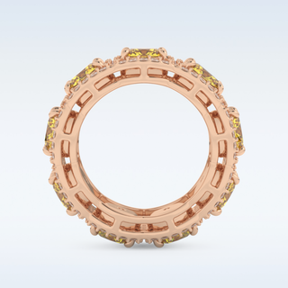 Beautiful Yellow & White Halo Style Wedding Band with 2.66 CT Round Cut Moissanite