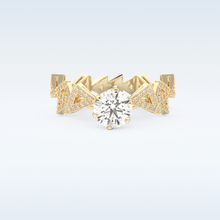 Geometric 0.98 CT Engagement Ring Featuring Round Moissanite