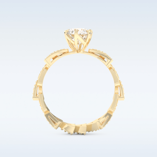 Geometric 0.98 CT Engagement Ring Featuring Round Moissanite