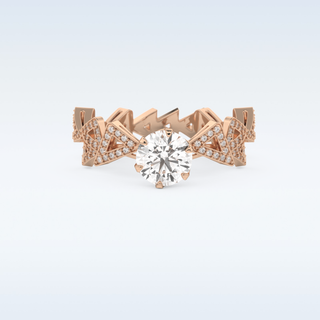 Geometric 0.98 CT Engagement Ring Featuring Round Moissanite