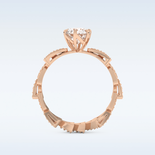 Geometric 0.98 CT Engagement Ring Featuring Round Moissanite