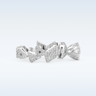 Geometric 0.98 CT Engagement Ring Featuring Round Moissanite