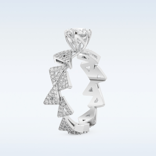 Geometric 0.98 CT Engagement Ring Featuring Round Moissanite