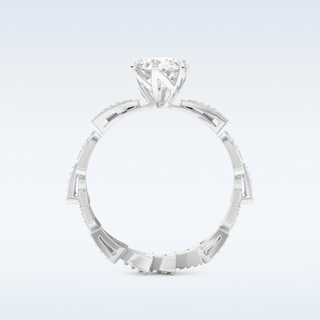 Geometric 0.98 CT Engagement Ring Featuring Round Moissanite