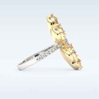 Beautiful Floral Style Wedding Band with 6.20 CT Round & Pear Cut Moissanite