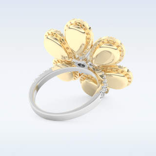Beautiful Floral Style Wedding Band with 6.20 CT Round & Pear Cut Moissanite