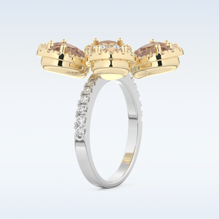 Beautiful Floral Style Wedding Band with 6.20 CT Round & Pear Cut Moissanite