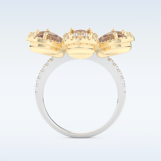 Beautiful Floral Style Wedding Band with 6.20 CT Round & Pear Cut Moissanite