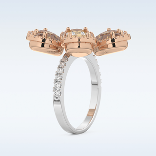 Beautiful Floral Style Wedding Band with 6.20 CT Round & Pear Cut Moissanite