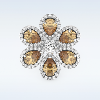 Beautiful Floral Style Wedding Band with 6.20 CT Round & Pear Cut Moissanite