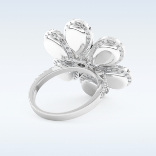 Beautiful Floral Style Wedding Band with 6.20 CT Round & Pear Cut Moissanite