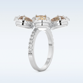 Beautiful Floral Style Wedding Band with 6.20 CT Round & Pear Cut Moissanite