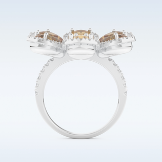 Beautiful Floral Style Wedding Band with 6.20 CT Round & Pear Cut Moissanite