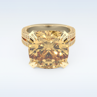 Beautiful Split Shank 17.51 CT Engagement Ring Featuring Yellow Cushion Moissanite