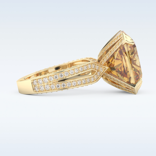 Beautiful Split Shank 17.51 CT Engagement Ring Featuring Yellow Cushion Moissanite