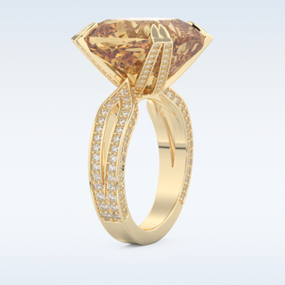 Beautiful Split Shank 17.51 CT Engagement Ring Featuring Yellow Cushion Moissanite