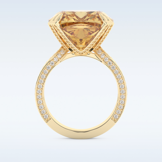 Beautiful Split Shank 17.51 CT Engagement Ring Featuring Yellow Cushion Moissanite
