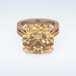 Beautiful Split Shank 17.51 CT Engagement Ring Featuring Yellow Cushion Moissanite