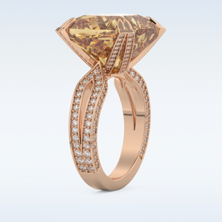 Beautiful Split Shank 17.51 CT Engagement Ring Featuring Yellow Cushion Moissanite