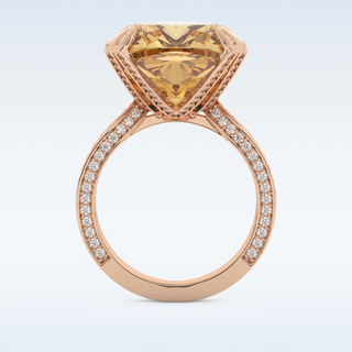 Beautiful Split Shank 17.51 CT Engagement Ring Featuring Yellow Cushion Moissanite