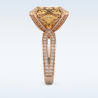Beautiful Split Shank 17.51 CT Engagement Ring Featuring Yellow Cushion Moissanite