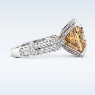 Beautiful Split Shank 17.51 CT Engagement Ring Featuring Yellow Cushion Moissanite