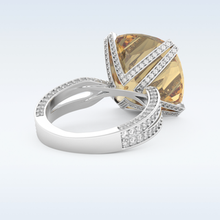 Beautiful Split Shank 17.51 CT Engagement Ring Featuring Yellow Cushion Moissanite