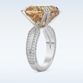 Beautiful Split Shank 17.51 CT Engagement Ring Featuring Yellow Cushion Moissanite