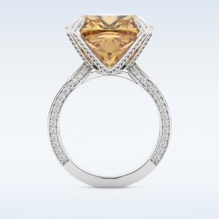 Beautiful Split Shank 17.51 CT Engagement Ring Featuring Yellow Cushion Moissanite