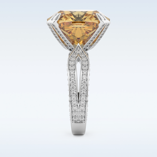 Beautiful Split Shank 17.51 CT Engagement Ring Featuring Yellow Cushion Moissanite