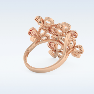 Beautiful Floral Cocktail Style Wedding Band with 0.58 CT Round Cut Moissanite