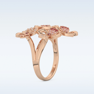 Beautiful Floral Cocktail Style Wedding Band with 0.58 CT Round Cut Moissanite